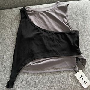 Rib Two Tone Cut Out Tank Top